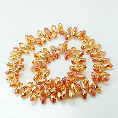 Electroplate Glass Faceted Teardrop Beads Strands X-EGLA-D014-29-1