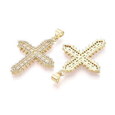 Religion Brass Micro Pave Clear Cubic Zirconia Pendants KK-T080-34G-1