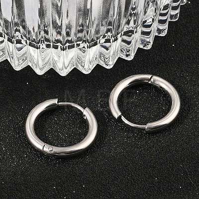 202 Stainless Steel Huggie Hoop Earrings EJEW-F111A-16mm-P-1