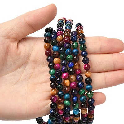 Natural Tiger Eye Beads Strands X-G-G101-6mm-6-1
