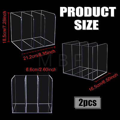 2Pcs 3-Slot Desktop Acrylic Magazine Racks Bookends ODIS-WA0001-17-1