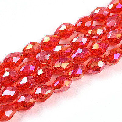 Transparent Electroplate Glass Beads Strands EGLA-N013-T6mm-B29-1