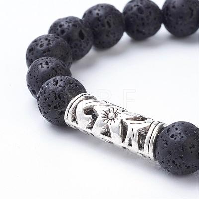 Natural Lava Rock Stretch Bracelets BJEW-JB02757-01-1