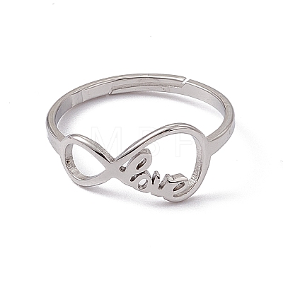 201 Stainless Steel Infinity Love Adjustable Ring for Women RJEW-C045-03P-1