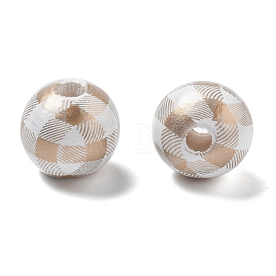 Christmas Printed Schima Wood European Beads WOOD-G023-18A-1
