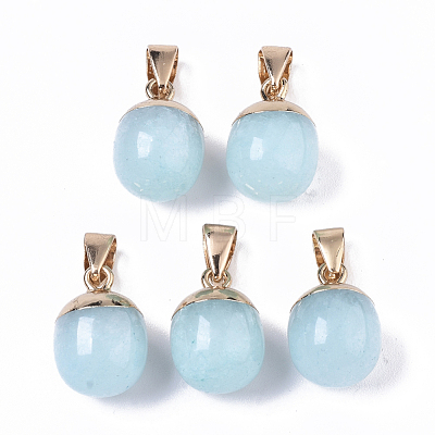 Top Golden Plated Natural White Jade Pendants G-T131-03P-1