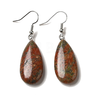 Natural Mixed Gemstone Teardrop Dangle Earrings EJEW-E296-06P-A-1