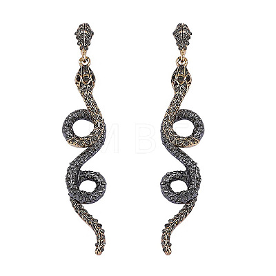 Zinc Alloy Rhinestone Snake Dangle Stud Earrings FS-WG579D8-01-1