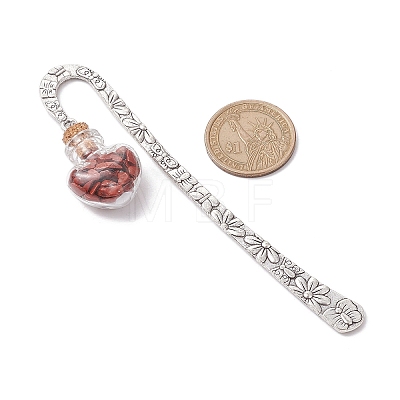 7Pcs Chakra Gemstone Chip inside Heart Glass Wishing Bottle Pendant Bookmarks AJEW-JK00312-1