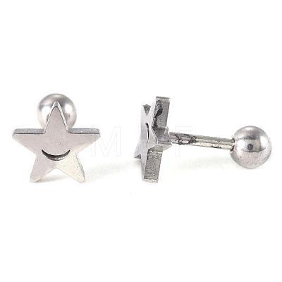 201 Stainless Steel Barbell Cartilage Earrings EJEW-R147-01-1