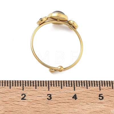 Black Shell Adjustable Finger Rings for Women RJEW-A101-01G-03-1