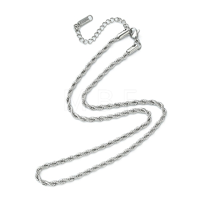 304 Stainless Steel Rope Chain Necklace for Men Women NJEW-YW0001-19-1