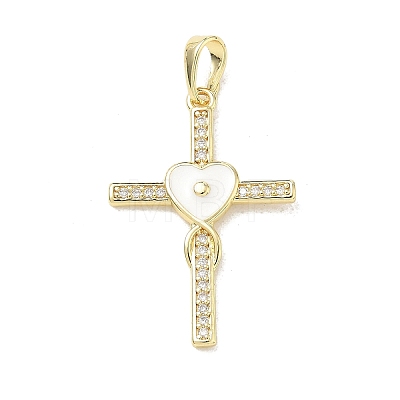 Brass Micro Pave Clear Cubic Zirconia Pendants CU-CBADD0C-05G-1