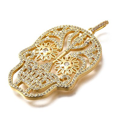 Brass Micro Pave Cubic Zirconia Pendants KK-U055-08G-01-1