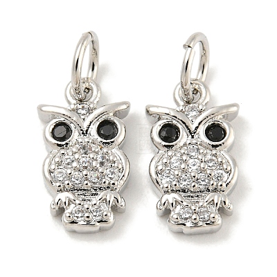Rack Plating Brass Micro Pave Clear Cubic Zirconia Pendants KK-B093-02E-P-1