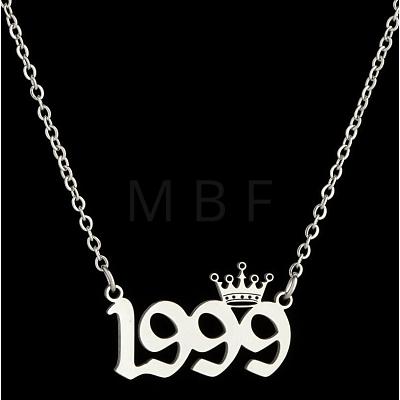 Crown Birth Year 201 Stainless Steel Pendant Necklaces for Women FS-WG4E8F2-60-1