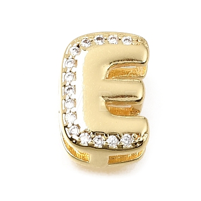 Brass Micro Pave Clear Cubic Zirconia Initial Spacer Bars KK-E802-34G-E-1