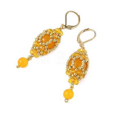 Natural Malaysia Jade Leveback Earrings for Women EJEW-MZ00785-02-1