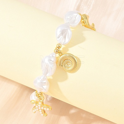 Ocean Brass Starfish Dolphin Charm Bracelets for Women KK-CBA68DA-05G-1