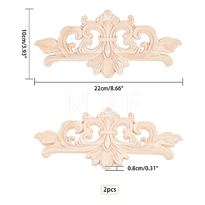 Olycraft Rubber Wood Carved Onlay Applique AJEW-OC0001-51A-1