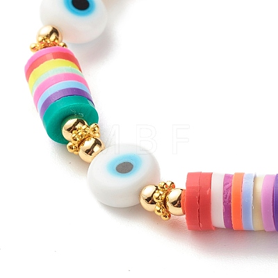 Handmade Polymer Clay Heishi Beads Stretch Bracelet BJEW-JB07306-1