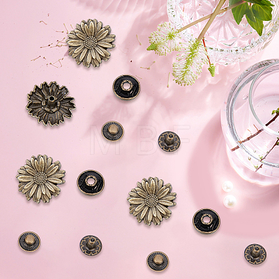 20 Bags Flower Alloy Snap Buttons BUTT-CY0001-36-1