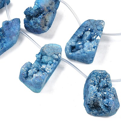 Electroplated Natural Druzy Agate Beads Strands G-N0259-08-1