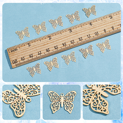 Rack Plating 201 Stainless Steel Filigree Pendants STAS-HY0001-32-1