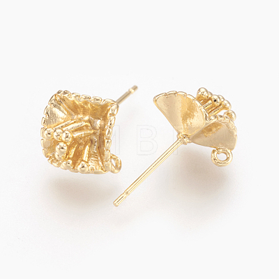 Brass Stud Earring Findings KK-O116-14G-1