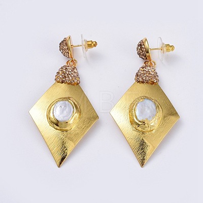 Brass Dangle Stud Earrings EJEW-E249-36A-1