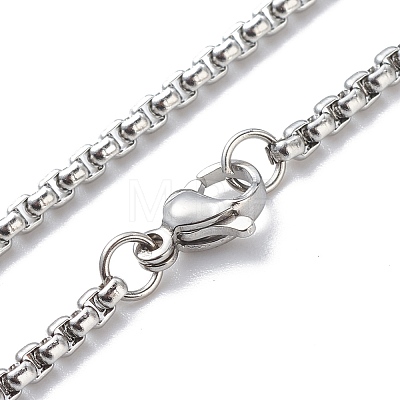 Alloy Lion Pendant Necklace with 201 Stainless Steel Box Chains for Men Women NJEW-E016-23AS-1