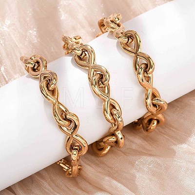 304 Stainless Steel Infinity Link Chain Necklaces for Women Men NJEW-F363-04G-1