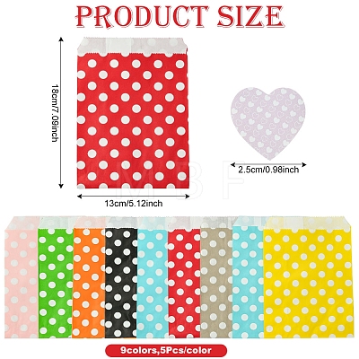 45Pcs 9 Colors Kraft Paper Bags CARB-FS0001-01-1