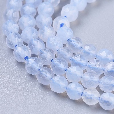 Natural Blue Chalcedony Beads Strands G-R475-032-1