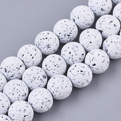 Spray Painted Natural Lava Rock Beads Strands G-N0324-A-M-1