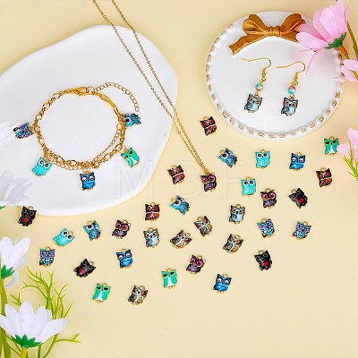 40Pcs 10 Colors Printed Alloy Pendants FIND-SZ0003-40-1