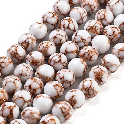Synthetic Gold Line Turquoise Beads Strands G-H026-01D-01-1