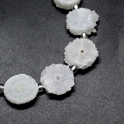 Natural Druzy Quartz Crystal Beads Strands G-F582-A15-1