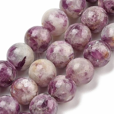 Natural Lepidolite/Purple Mica Stone Beads Strands G-G160-A01-03-1