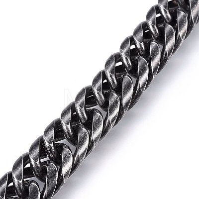304 Stainless Steel Curb Chains Bracelets BJEW-E346-26AS-1