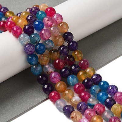 Dyed & Heated Natural Dragon Veins Agate Beads Strands G-P539-A01-21-1