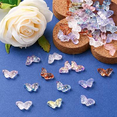 Transparent Spray Painted Glass Beads GLAA-YW0001-56-1