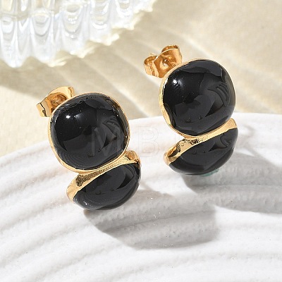 304 Stainless Steel Enamel Stud Earrings SA-CBA2696-32G-02-1