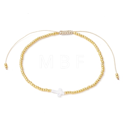 Natural Pearl & Seed Braided Bead Bracelets BJEW-JB09722-05-1