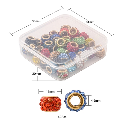 40Pcs Polymer Clay Rhinestone European Beads RB-YW0001-02-1