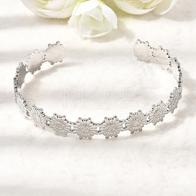 201 Stainless Steel Open Cuff Bangles for Women BJEW-Z162-02P-1