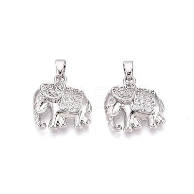 Brass Micro Pave Clear Cubic Zirconia Pendants KK-Q073-04P-1