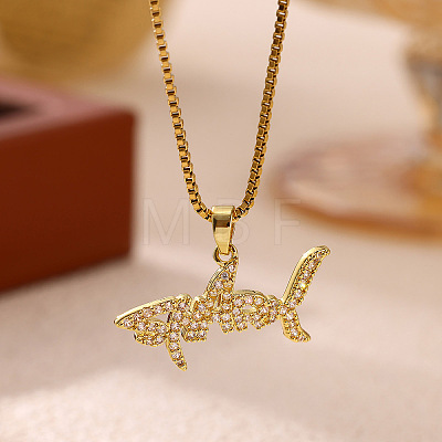 Ocean Brass Pave Clear Cubic Zirconia Pendant Necklaces WG5C2ED-04-1