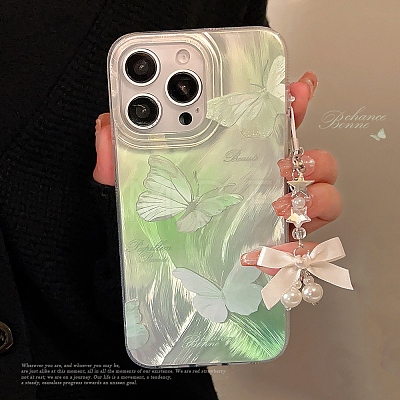 Summer Green Butterfly TPU Plastic Mobile Phone Cover PW-WG901B1-10-1