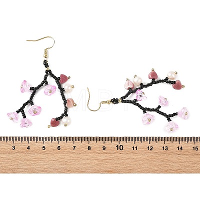 Glass Seed Bead Dangle Earrings EJEW-MZ00770-1